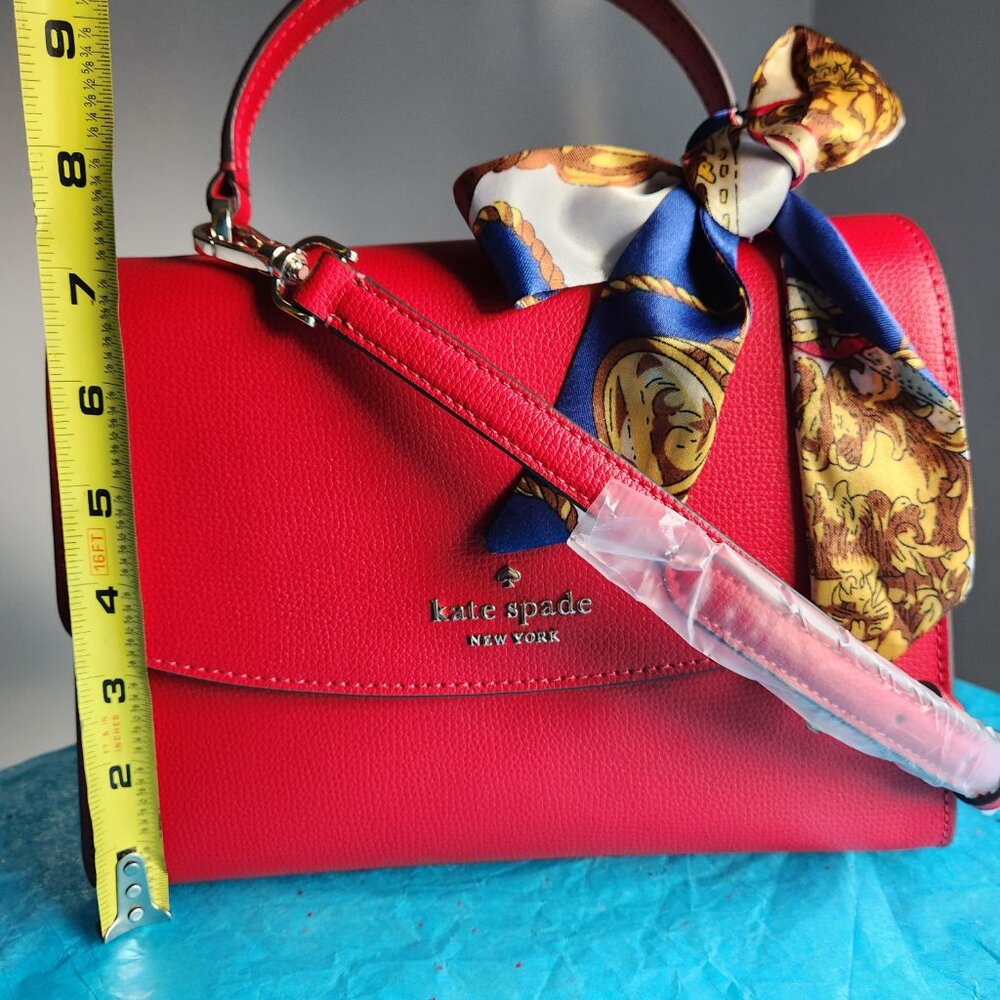 Kate Spade Red Darcy Top Handle Satchel 5 pc set w/adjustable strap - Picture 8 of 10